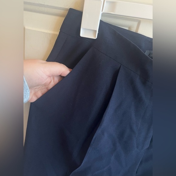 Jenni Kayne Navy Straight Leg Pleated Tapered Trousers Dress Pant Size 2 - Picture 3 of 5